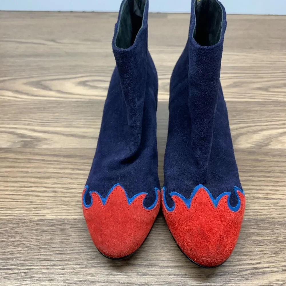 Free People Adelle Ankle Boot Blue‎ And Red Flame Size 37 / 7 MSRP: $195